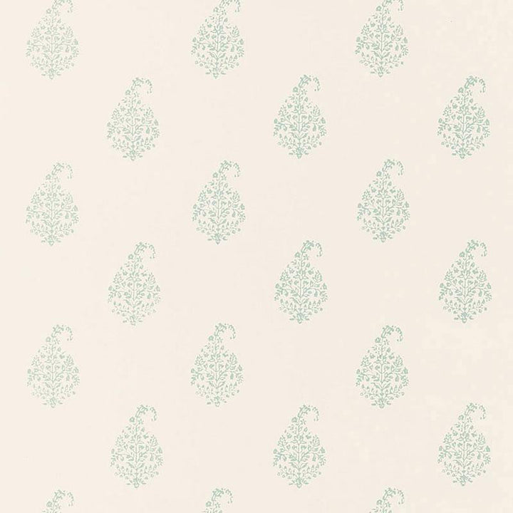 Kerala Paisley Water Blue 5005282 by Schumacher Designer Wallpaper Simply Charming - Swanky Fabrics -