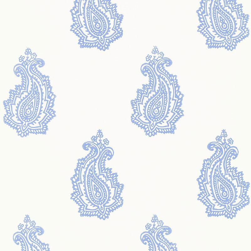 Madras Paisley Delft 5005301 by Schumacher Designer Wallpaper Jaipur - Swanky Fabrics -