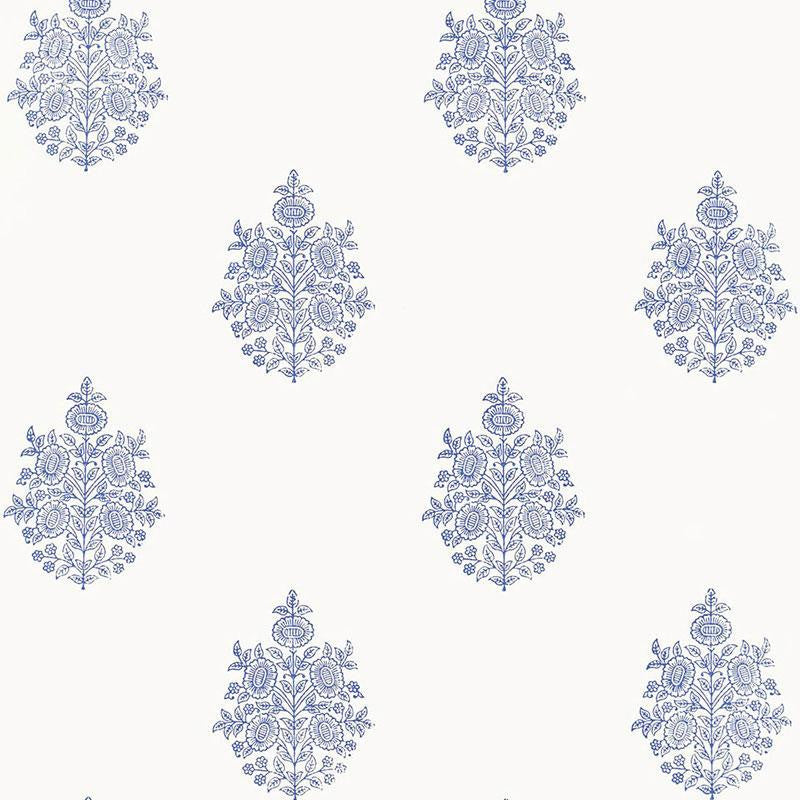 Asara Flower Delft 5005321 by Schumacher Designer Wallpaper Jaipur - Swanky Fabrics -
