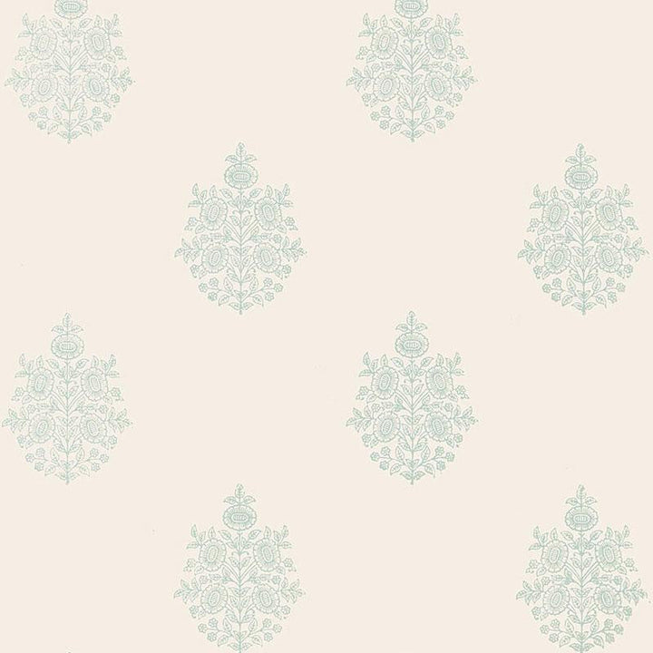 Asara Flower Water Blue 5005322 by Schumacher Designer Wallpaper Jaipur - Swanky Fabrics -