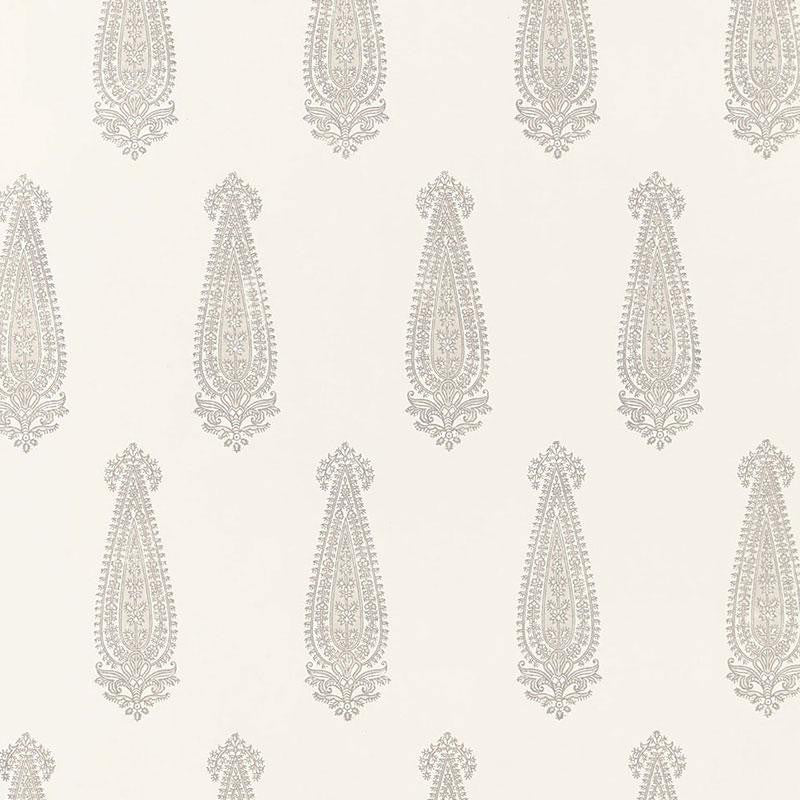 Katara Paisley Oyster 5005330 by Schumacher Designer Wallpaper Simply Charming - Swanky Fabrics -
