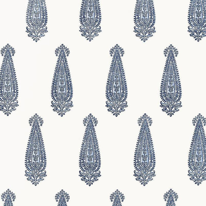 Katara Paisley Delft 5005331 by Schumacher Designer Wallpaper Jaipur - Swanky Fabrics -