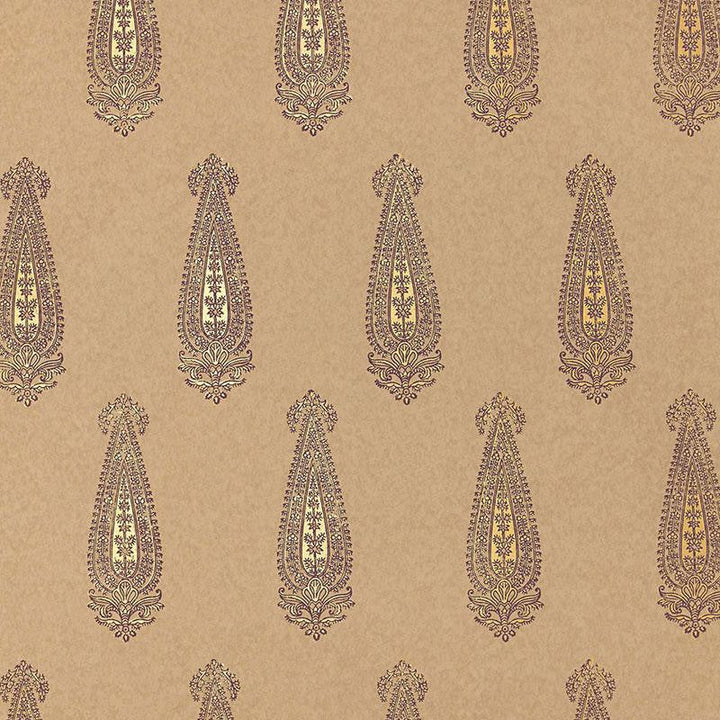 Katara Paisley Aubergine & Gilt 5005333 by Schumacher Designer Wallpaper Jaipur - Swanky Fabrics -