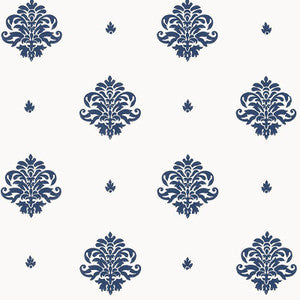 Schumacher Wallpaper Mayla Damask Navy 5005351