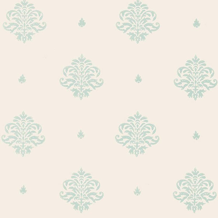 Mayla Damask Water Blue 5005352 by Schumacher Designer Wallpaper Jaipur / Hand Block Prints - Swanky Fabrics -