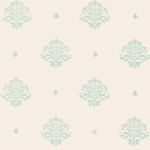 Schumacher Wallpaper Mayla Damask Water Blue 5005352
