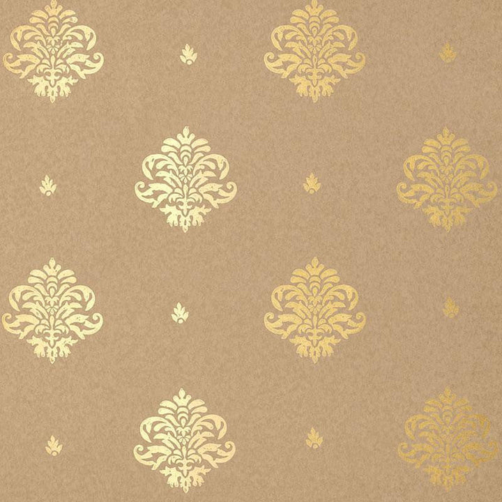 Mayla Damask Gilt 5005354 by Schumacher Designer Wallpaper Jaipur / Hand Block Prints - Swanky Fabrics -