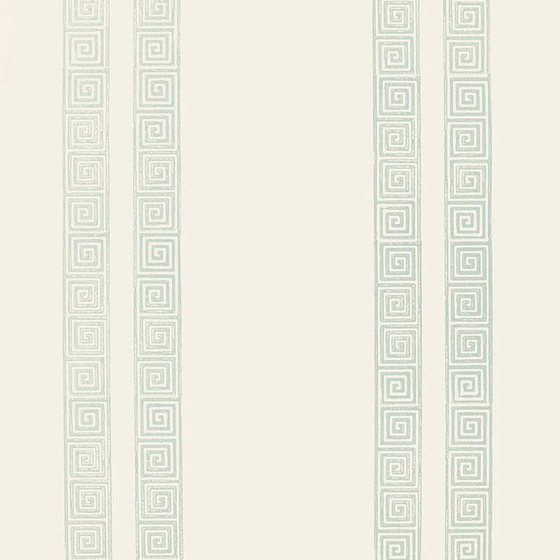 Greek Key Stripe Water Blue 5005362 by Schumacher Designer Wallpaper Jaipur - Swanky Fabrics -