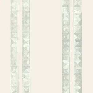Schumacher Wallpaper Greek Key Stripe Water Blue 5005362