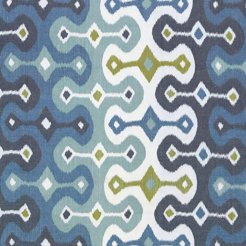 Darya Ikat Sky 174832 by Schumacher Designer Fabric Martyn Lawrence Bullard 26.5" - Swanky Fabrics -
