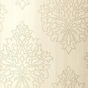 Schumacher Wallpaper Beaded Damask Alabaster 5005660