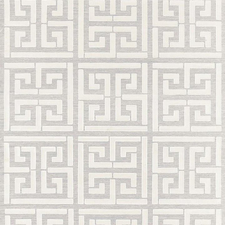 Greek Key Sisal Silver 5005690 by Schumacher Designer Wallpaper Modern Glamour 34.0" - Swanky Fabrics -