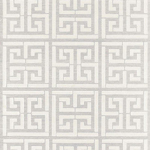 Schumacher Wallpaper Greek Key Sisal Silver 5005690