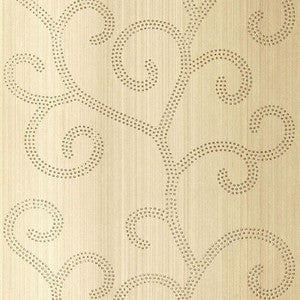 Schumacher Wallpaper Raindrop Scroll White Gold 5005702