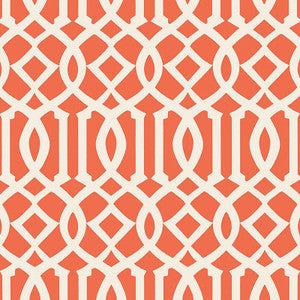 Schumacher Wallpaper Imperial Trellis Ii Ivory / Mandarin 5005800