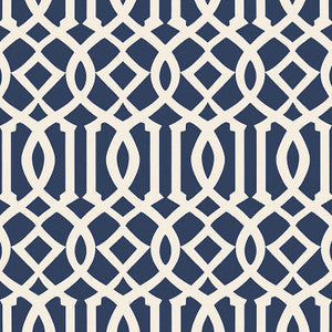 Schumacher Wallpaper Imperial Trellis Ii Ivory / Navy 5005801