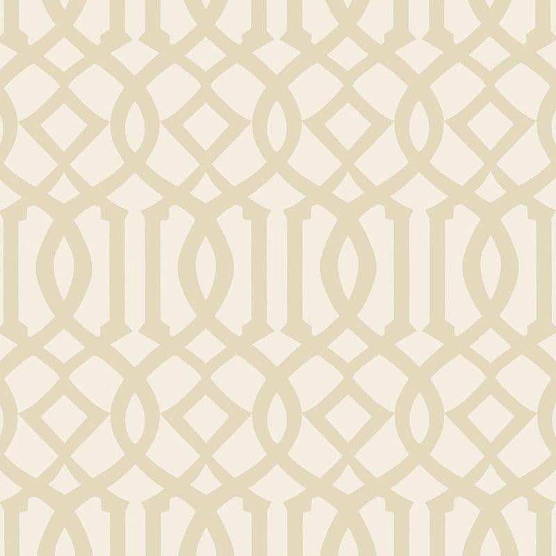 Imperial Trellis Ii Sand / Ivory 5005802 by Schumacher Designer Wallpaper Print Happy 6.75" - Swanky Fabrics -