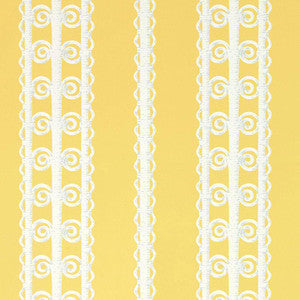 Schumacher Wallpaper Wicker Stripe Lemon Blossom 5007722
