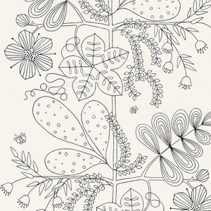 Schumacher Wallpaper Blommen Noir / Blanc 5007490