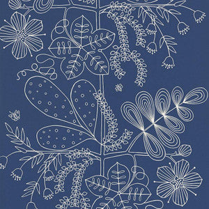 Schumacher Wallpaper Blommen Marine 5007493