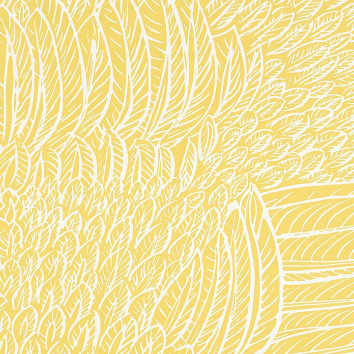 Featherfest Citron 5007562 by Schumacher Designer Wallpaper Drawn From Nature 27.0" - Swanky Fabrics -