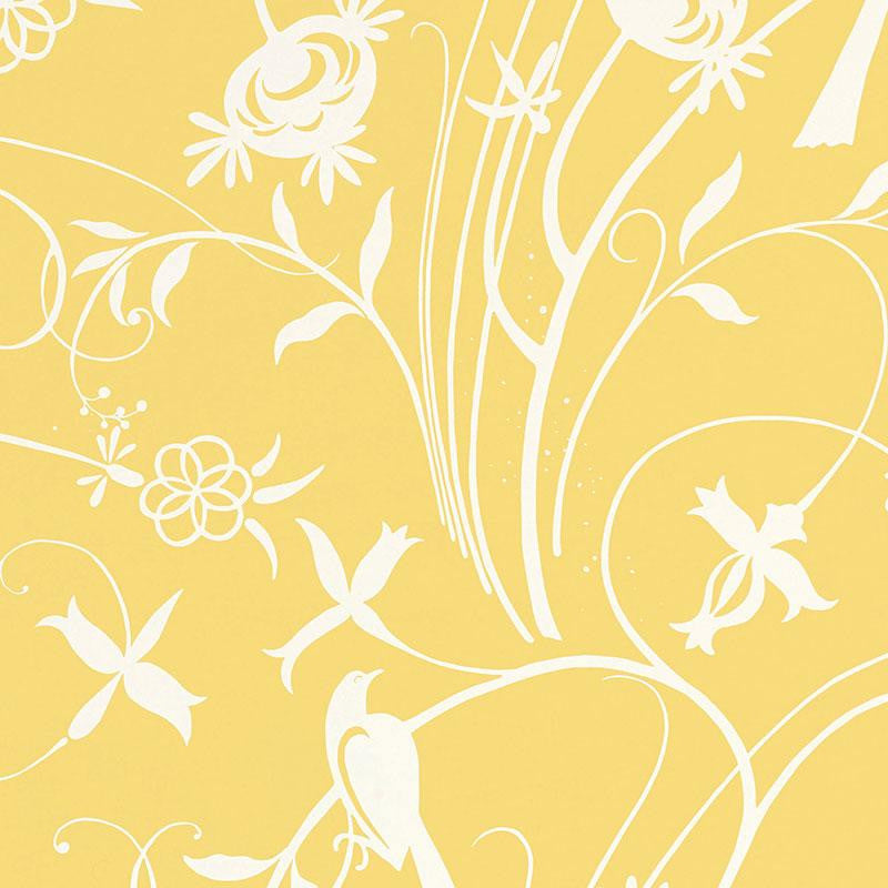 Sky Meadow Yellow 5007622 by Schumacher Designer Wallpaper Drawn From Nature 27.0" - Swanky Fabrics -