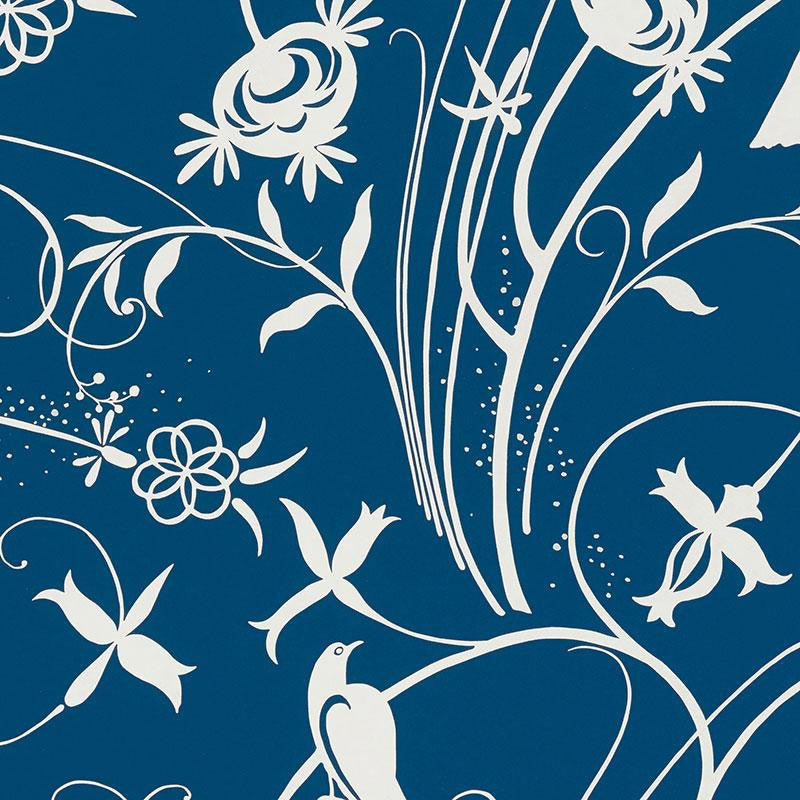 Sky Meadow Blue 5007624 by Schumacher Designer Wallpaper Drawn From Nature 27.0" - Swanky Fabrics -