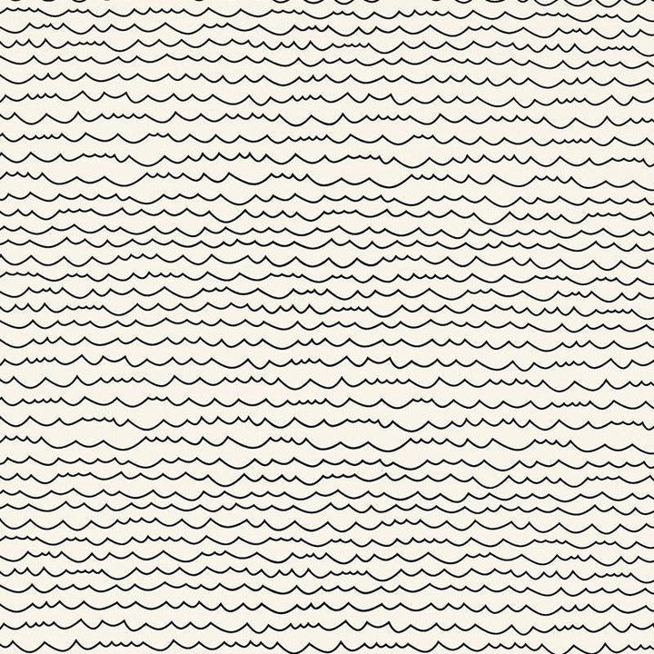 Waves Black & White 5007461 by Schumacher Designer Wallpaper Drawn From Nature 27.0" - Swanky Fabrics -
