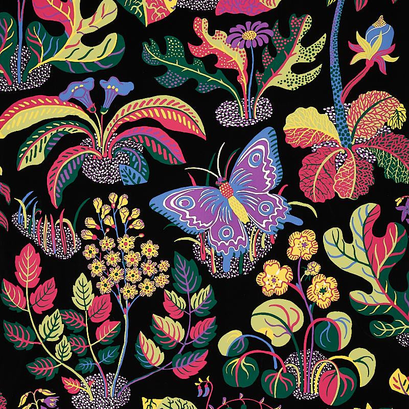 Exotic Butterfly Black 5008422 by Schumacher Designer Wallpaper Signature Schumacher 27.0" - Swanky Fabrics -
