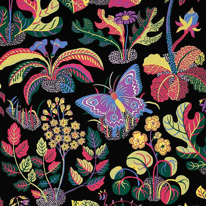 Exotic Butterfly Black 5008422 by Schumacher Designer Wallpaper Signature Schumacher 27.0" - Swanky Fabrics -
