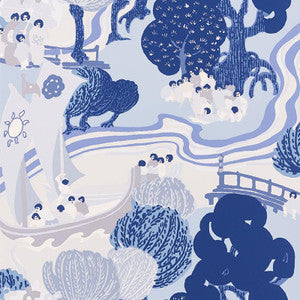 Schumacher Wallpaper Pearl River Blues 5008441