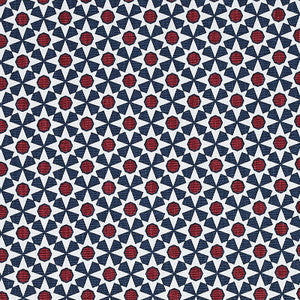 Schumacher Fabric Serendipity Navy & Red 176423