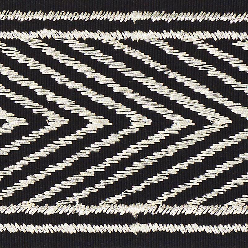 Nicholson Metallic Tape Platinum 70361 by Schumacher Designer Trim Regine 2.75" - Swanky Fabrics -