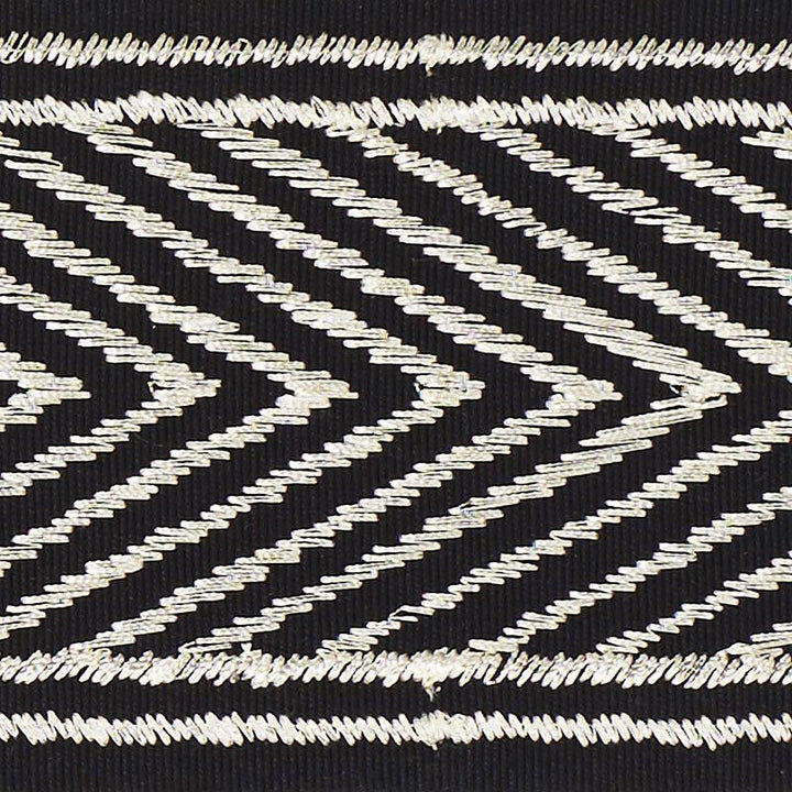 Nicholson Metallic Tape Platinum 70361 by Schumacher Designer Trim Regine 2.75" - Swanky Fabrics -