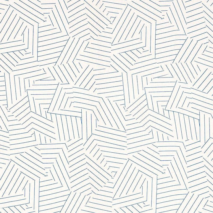 Deconstructed Stripe Cobalt 176052 by Schumacher Designer Fabric Miles Redd 13.5" - Swanky Fabrics -