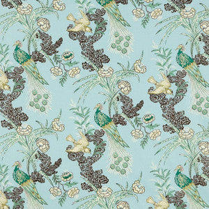 Schumacher Fabric Peacock Aqua 175912