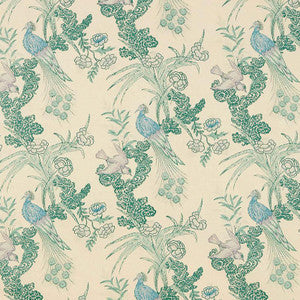 Schumacher Fabric Peacock Cream 175913