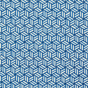 Schumacher Fabric Tumbling Blocks Cobalt 176041