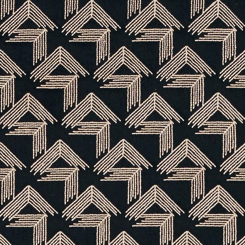 V Step Black 69430 by Schumacher Designer Fabric Miles Redd 2.0" - Swanky Fabrics -