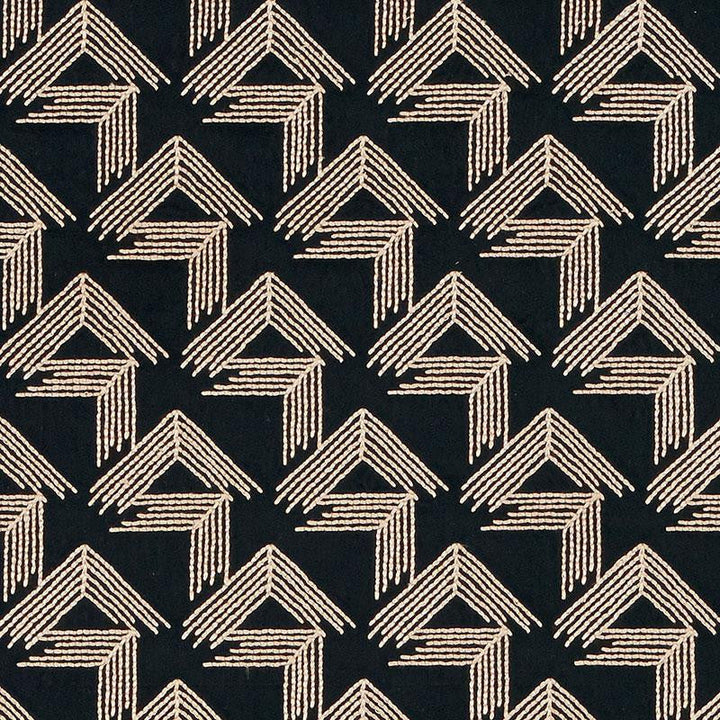 V Step Black 69430 by Schumacher Designer Fabric Miles Redd 2.0" - Swanky Fabrics -