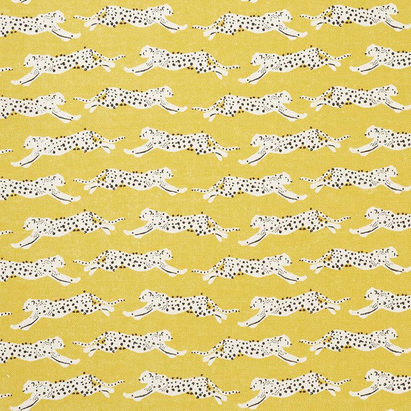 Leaping Leopards Yellow 177740 by Schumacher Designer Fabric Essentials: Small-Scale Prints 5.0" - Swanky Fabrics -