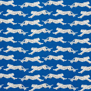 Schumacher Fabric Leaping Leopards Blue 177742