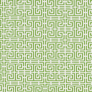 Schumacher Fabric Chinois Fret Green/White 70562