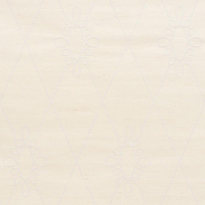 Sylvie Embroidered Sisal Ivory 5009270 by Schumacher Designer Wallpaper Printed & Embellished Wallcoverings 13.5" - Swanky Fabrics -