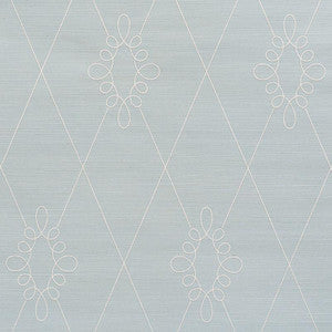 Schumacher Wallpaper Sylvie Embroidered Sisal Water Blue 5009271