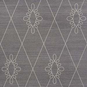 Schumacher Wallpaper Sylvie Embroidered Sisal Charcoal 5009272