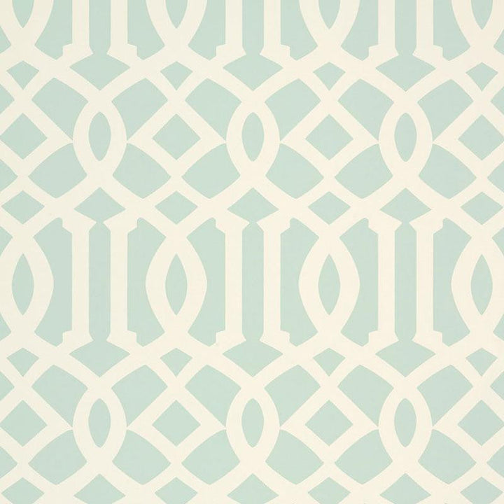 Imperial Trellis Ii Mineral 5005805 by Schumacher Designer Wallpaper Print Happy 6.75" - Swanky Fabrics -