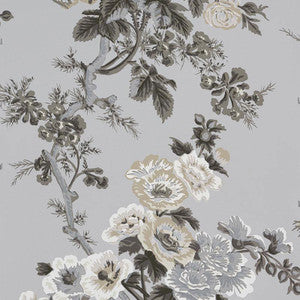 Schumacher Wallpaper Pyne Hollyhock Grisaille 5006923