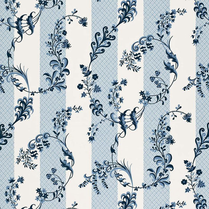 Bagatelle Bleu Marine 175590 by Schumacher Designer Fabric Timothy Corrigan 13.5" - Swanky Fabrics -