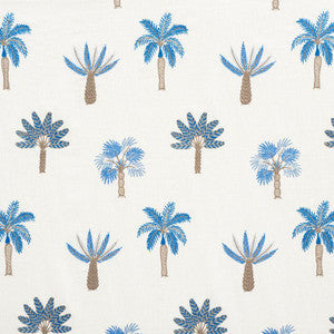 Schumacher Fabric Palmetto Beach Embroidery Blue 75301